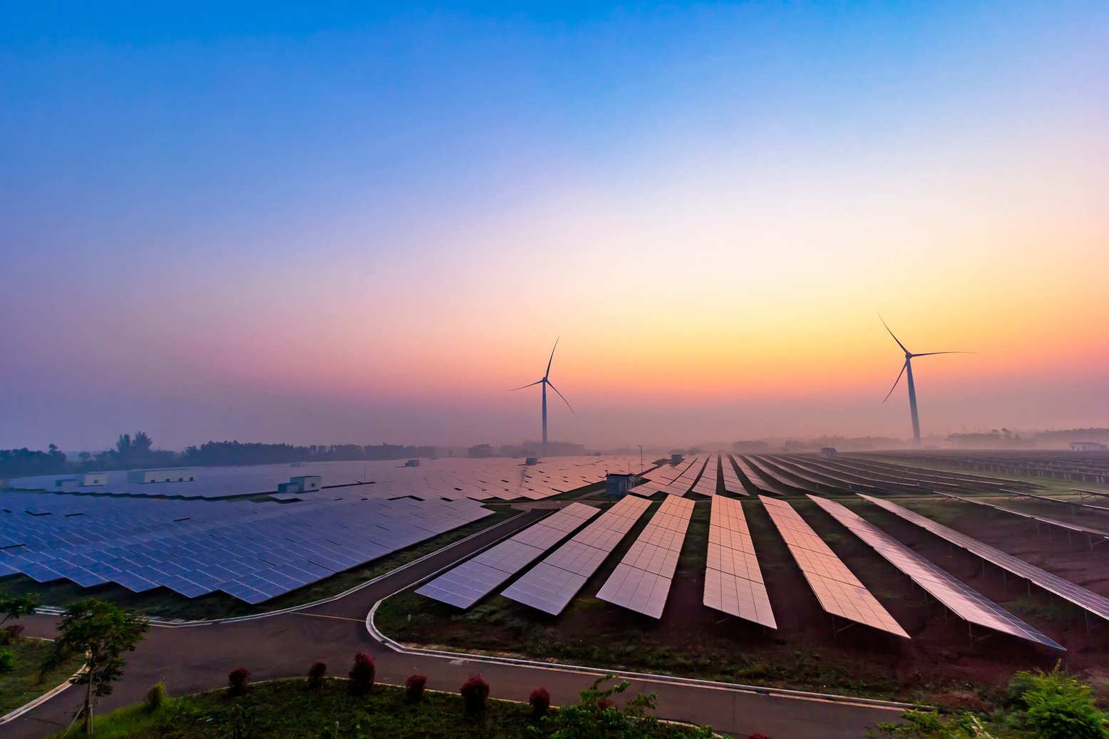 Before sunrise solar power plants